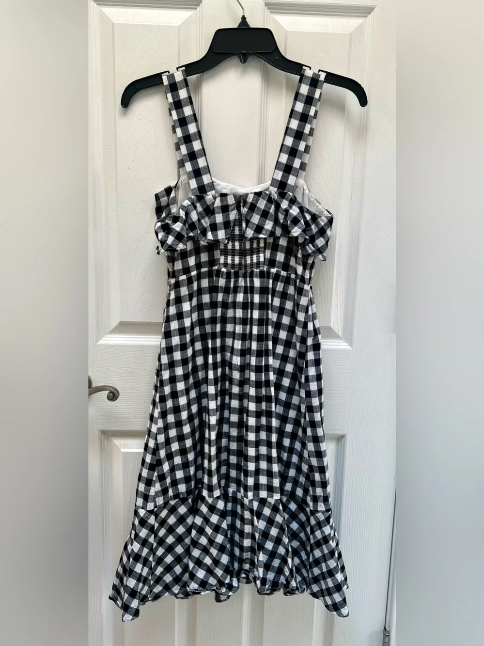 J. Crew Black and White Gingham Ruffle Sundress Size 0